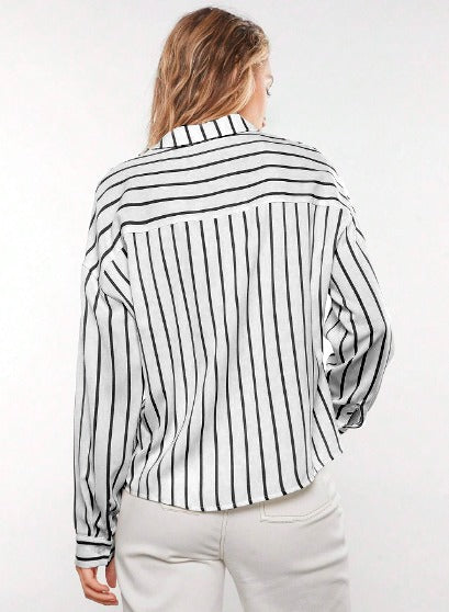 Parien Striped Print Drop Shoulder Shirt