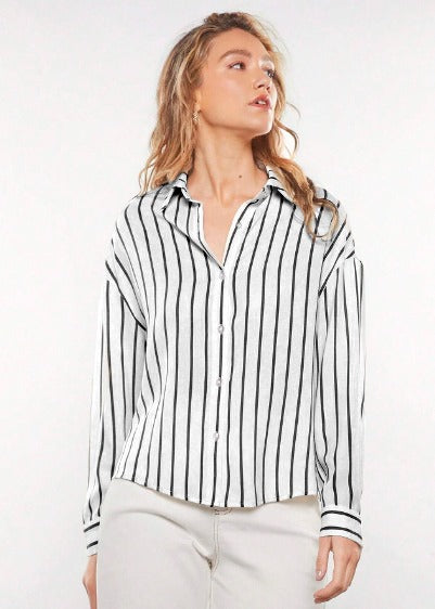 Parien Striped Print Drop Shoulder Shirt