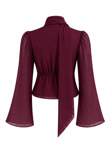 Parien Swiss Dot Chiffon Burgundy Blouse