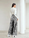 Parien Windowpane Print Belted Wide Leg Pants(Clearance Sale)