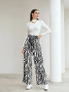 Parien Windowpane Print Belted Wide Leg Pants(Clearance Sale)