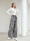 Parien Windowpane Print Belted Wide Leg Pants(Clearance Sale)