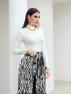 Parien Windowpane Print Belted Wide Leg Pants(Clearance Sale)