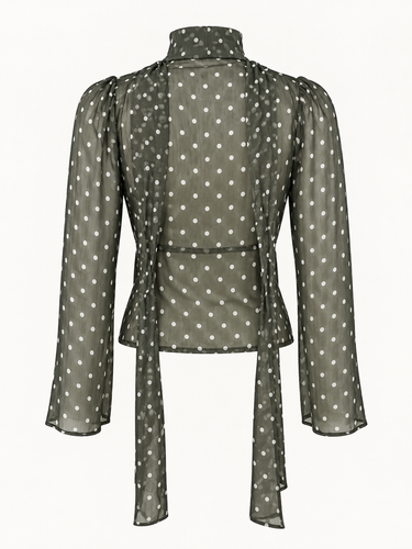 Parien Army Green Sher Polka Dot Top