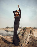 Luxury Sparkly Square Neck Long Sleeve Dress