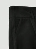 Parien Black High Waisted  without Belted Dress Pants