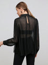 Parien Black Turtleneck Top With Pleats (No Bra Included)