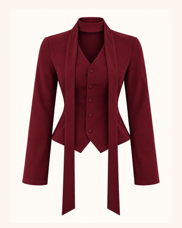 Parien Burgundy Tailored Scarf Top