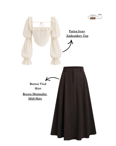 Parien Chocolate Brown Minimalist Midi Skirt