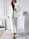 Parien Contrast Collar Flap Detail Blazer & Suit Pants