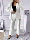 Parien Contrast Collar Flap Detail Blazer & Suit Pants