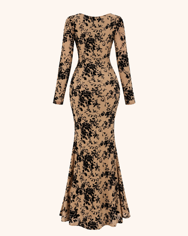 Parien Flocked Square Neck Bodycon Dress