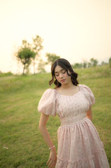 Parien Floral Blush ChikanKari Dress