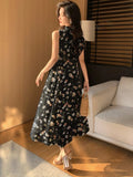 Parien Floral Halter Neck Dress