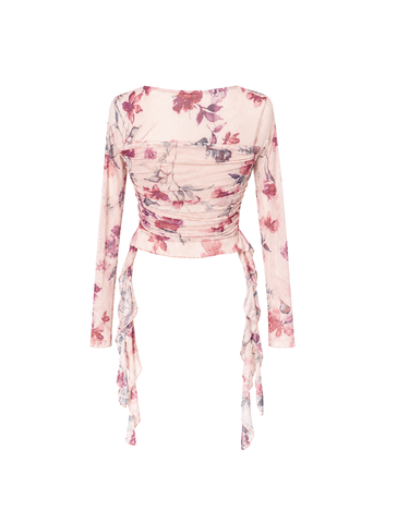 Parien Floral Ruffle Mesh Top