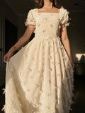 Parien Ivory Lace Embellished Dress