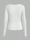 Parien white Knit Rib Solid Cut Out Front Tee