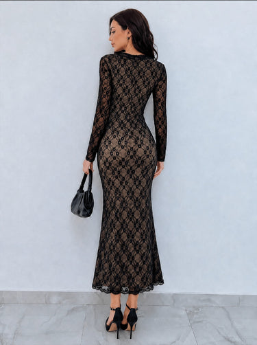 Parien Lace Square Neck Mermaid Hem Date Night Dress