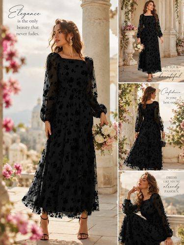 Parien Lantern Sleeve Floral Mesh Dress(Clearance sale)