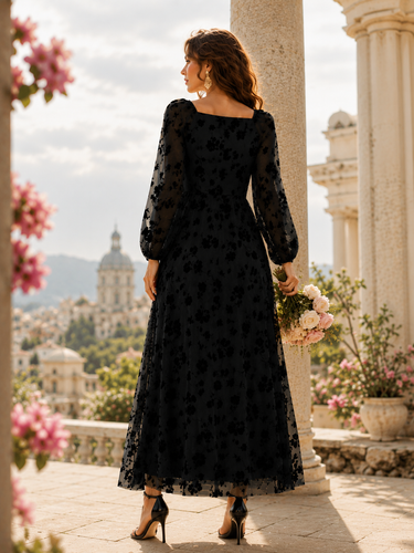Parien Lantern Sleeve Floral Mesh Dress(Clearance sale)