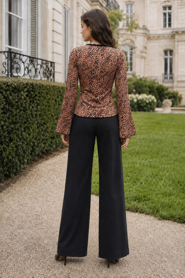 Parien Leopard Print Laced Up Top