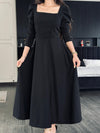 Parien Black Medium Waist Long Sleeve Luxury Dress (PRE ORDER)