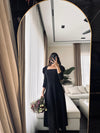 Parien Black Medium Waist Long Sleeve Luxury Dress (PRE ORDER)