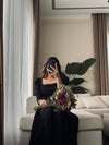 Parien Black Medium Waist Long Sleeve Luxury Dress (PRE ORDER)