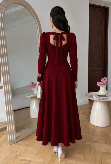 Parien Medium Waist Long Sleeve Luxury Dress