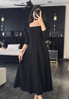 Parien Black Medium Waist Long Sleeve Luxury Dress (PRE ORDER)