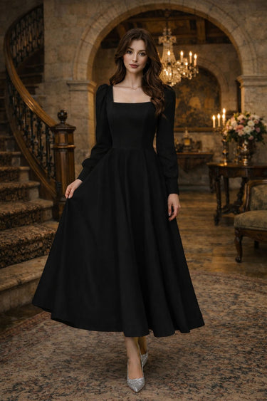 Parien Medium Waist Long Sleeve Luxury Dress