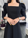 Parien Black Medium Waist Long Sleeve Luxury Dress (PRE ORDER)