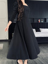 Parien Black Medium Waist Long Sleeve Luxury Dress (PRE ORDER)