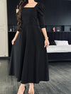 Parien Black Medium Waist Long Sleeve Luxury Dress (PRE ORDER)