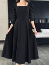 Parien Black Medium Waist Long Sleeve Luxury Dress (PRE ORDER)