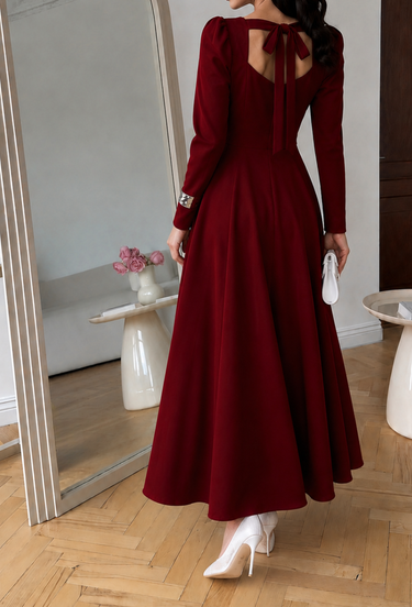 Parien Medium Waist Long Sleeve Luxury Dress