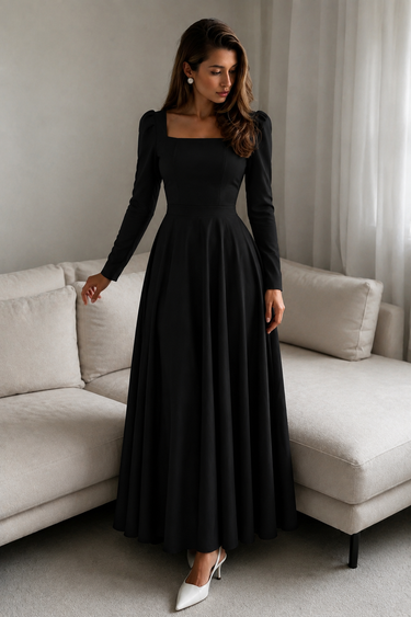 Parien Medium Waist Long Sleeve Luxury Dress