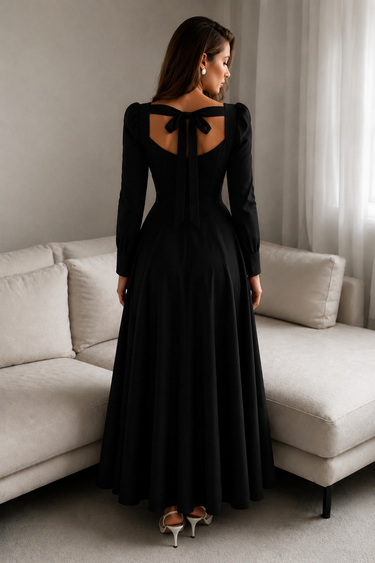 Parien Medium Waist Long Sleeve Luxury Dress