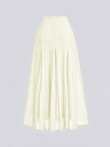 Parien Minimalist Panelled Crinkle Chiffon Skirt