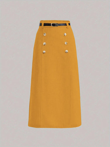 Parien Mustard Corduroy A-Line Skirt