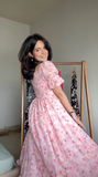 Parien Pink Printed Floral Dress