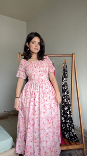 Parien Pink Printed Floral Dress