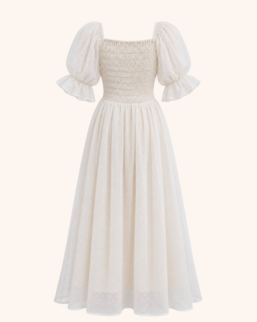 Parien Ivory Colette Ribbon Swiss Dot Dress