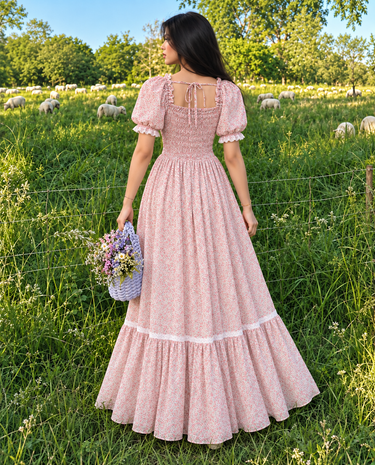 Parien Pink Soft Petals Lace Dress