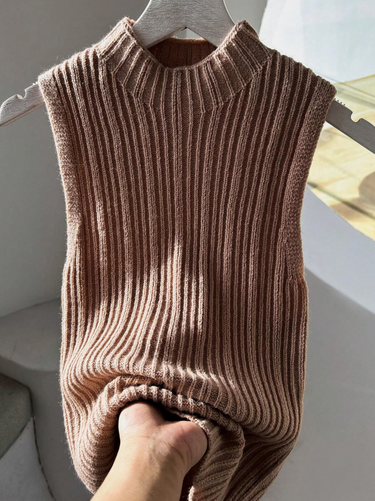 Parien Ribbed Mock-Neck Knit Top