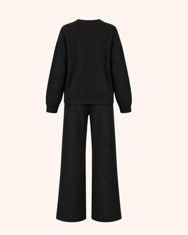 Parien Round Neck Loose Knit Sweater&Straight-Cut Pant Set