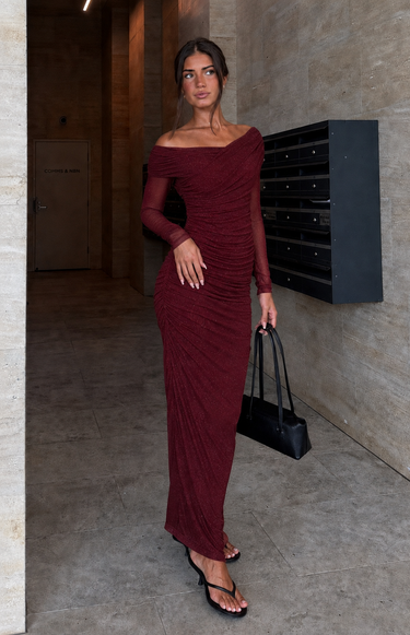 Parien Ruffle & Pleated Off-shoulder Dress