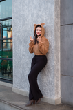 Parien Solid 3D Ear Patched Teddy Hoodie