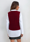 Parien Solid Cable Knit Sweater Vest Without Blouse