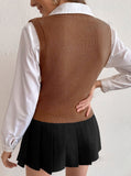 Parien Solid Cable Knit Sweater Vest Without Blouse